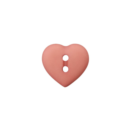 Poly-bouton 2-trous coeur 15mm vieux rose