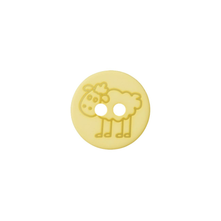 Poly-bouton mouton 2-trous 15mm jaune