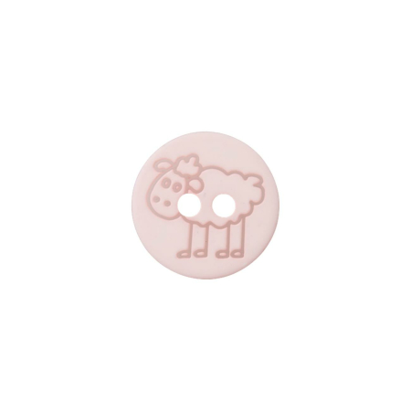 Poly-bouton mouton 2-trous 15mm rose