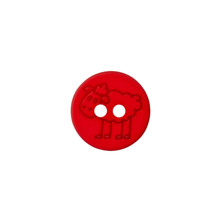 Poly-bouton mouton 2-trous 15mm rouge