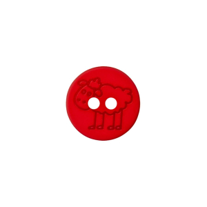 Poly-bouton mouton 2-trous 15mm rouge