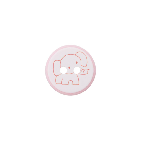 Poly-bouton 2-trous éléphant 12mm rose