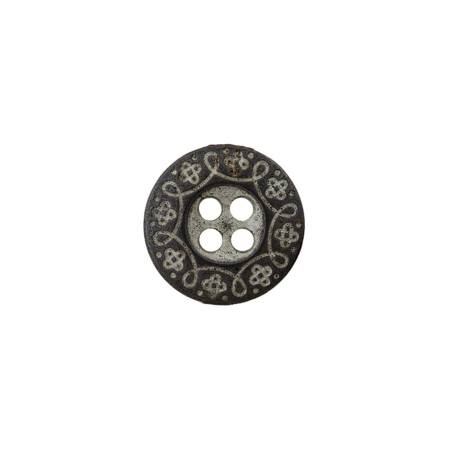 Bouton en métal 4-trous 11mm argent ancien