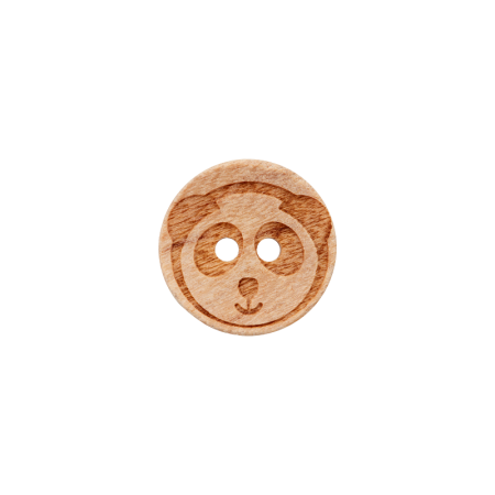 Bouton en bois 2-trous panda 15mm beige