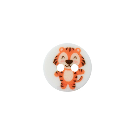 Poly-bouton 2-trous tigre 12mm coloré