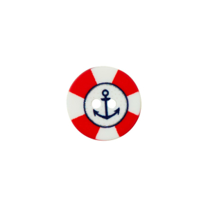 Poly-bouton Maritime 2-trous 15mm rouge
