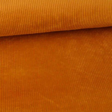 Velours à grosses côtes extensible uni ocre