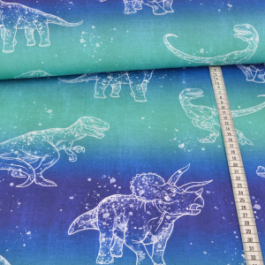 Jersey Dino contours blanc sur bleu menthe - Collection exclusive Glitzerpüppi