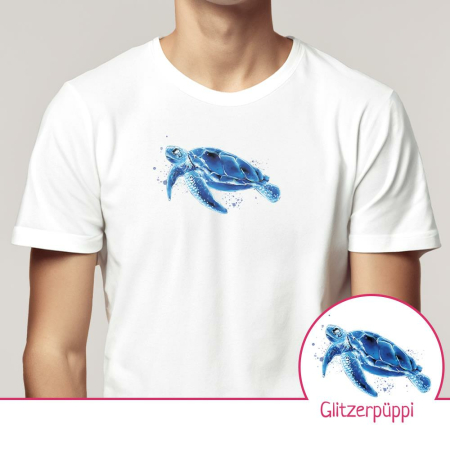 Motif à repasser en exclusivité Glitzerpüppi Aquarelle Tortue Bleue