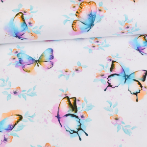 Jersey Lovely Butterflies sur blanc - Collection...