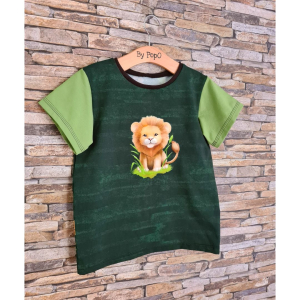 Jersey panneau - Cute Lion vert - Collection exclusive Glitzerpüppi