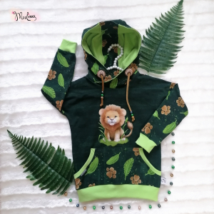 Jersey panneau - Cute Lion vert - Collection exclusive Glitzerpüppi