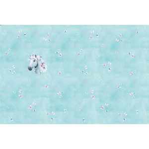 Jersey panneau - Unicorn & Butterflies menthe -...