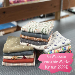 5 x 1m Mousseline de motifs mélangés !Vente de mousseline !