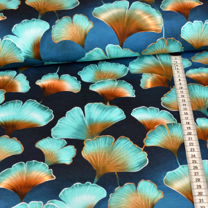 Jersey Ginkgo Marine Turquoise Cuivre - Collection...