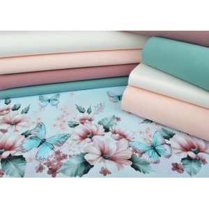 Jersey bordure Butterfly Meadow menthe - Collection exclusive Glitzerpüppi