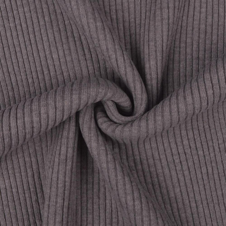 Bord côte tricot grossier Uni gris clair chiné