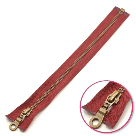 Fermeture à glissière rouge bordeaux 30cm séparable or antik YKK (0503311-527)