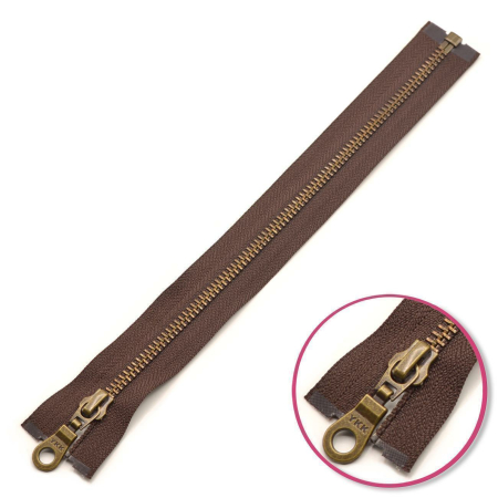 Fermeture à glissière marron foncé 70cm séparable or antik YKK (0503311-570)